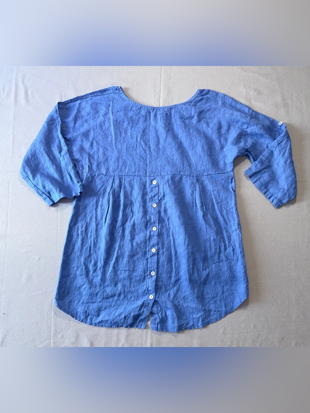 Terzo Millennio Light Blue Italian Linen Shirt Tunic - {Small}